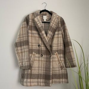 Oversized Plaid Wool Peacoat